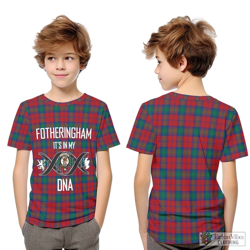 Fotheringham (Fotheringhame) Tartan Kid T-Shirt with Family Crest DNA In Me Style Youth XL Size14 - Tartanvibesclothing Shop