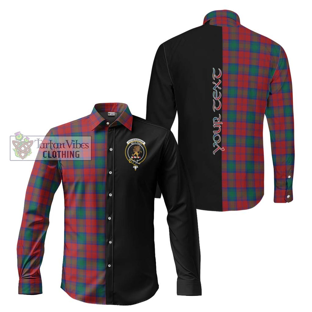 Fotheringham (Fotheringhame) Tartan Long Sleeve Button Shirt with Family Crest and Half Of Me Style Men's Shirt S - Tartanvibesclothing Shop