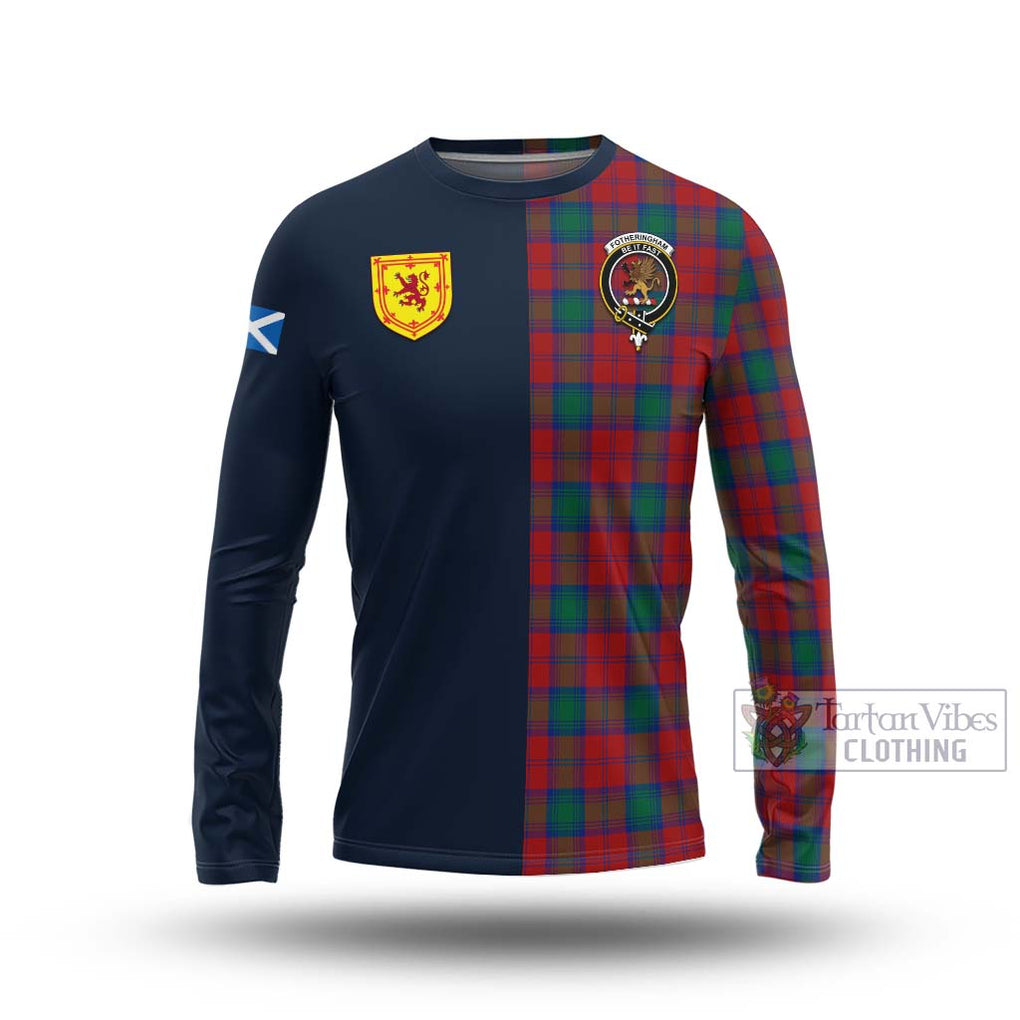 Tartan Vibes Clothing Fotheringham Tartan Long Sleeve T-Shirt with Scottish Lion Royal Arm Half Style