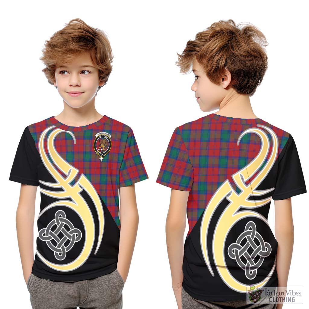 Fotheringham (Fotheringhame) Tartan Kid T-Shirt with Family Crest and Celtic Symbol Style Youth XL Size14 - Tartan Vibes Clothing