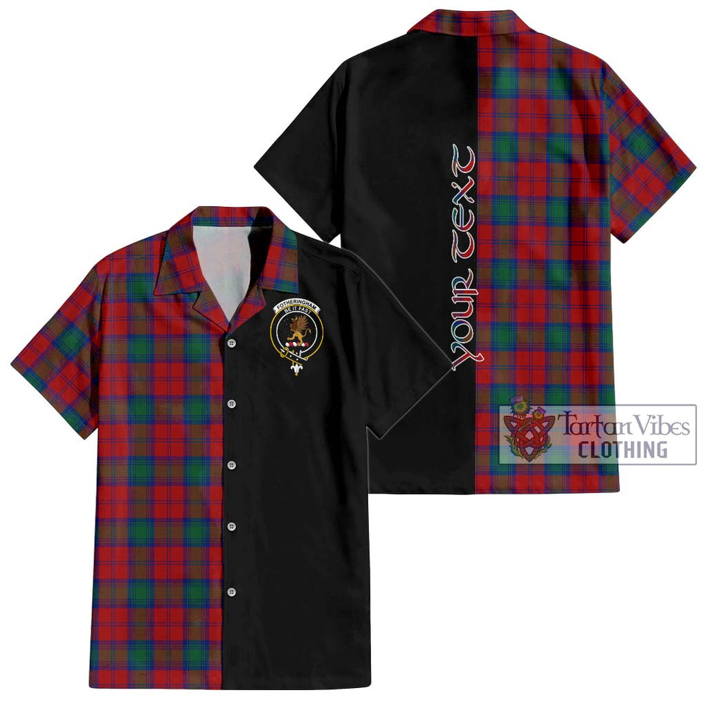 Fotheringham (Fotheringhame) Tartan Short Sleeve Button Shirt with Family Crest and Half Of Me Style Kid - Tartanvibesclothing Shop