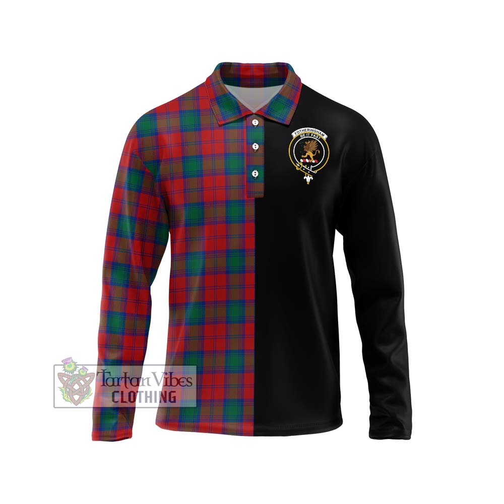 Fotheringham (Fotheringhame) Tartan Long Sleeve Polo Shirt with Family Crest and Half Of Me Style Unisex - Tartanvibesclothing Shop