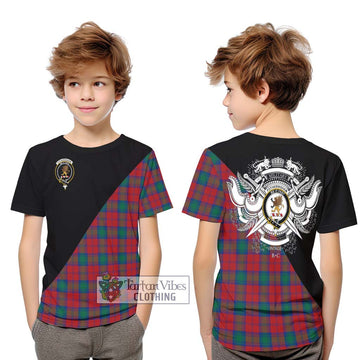 Fotheringham (Fotheringhame) Tartan Kid T-Shirt with Family Crest and Military Logo Style