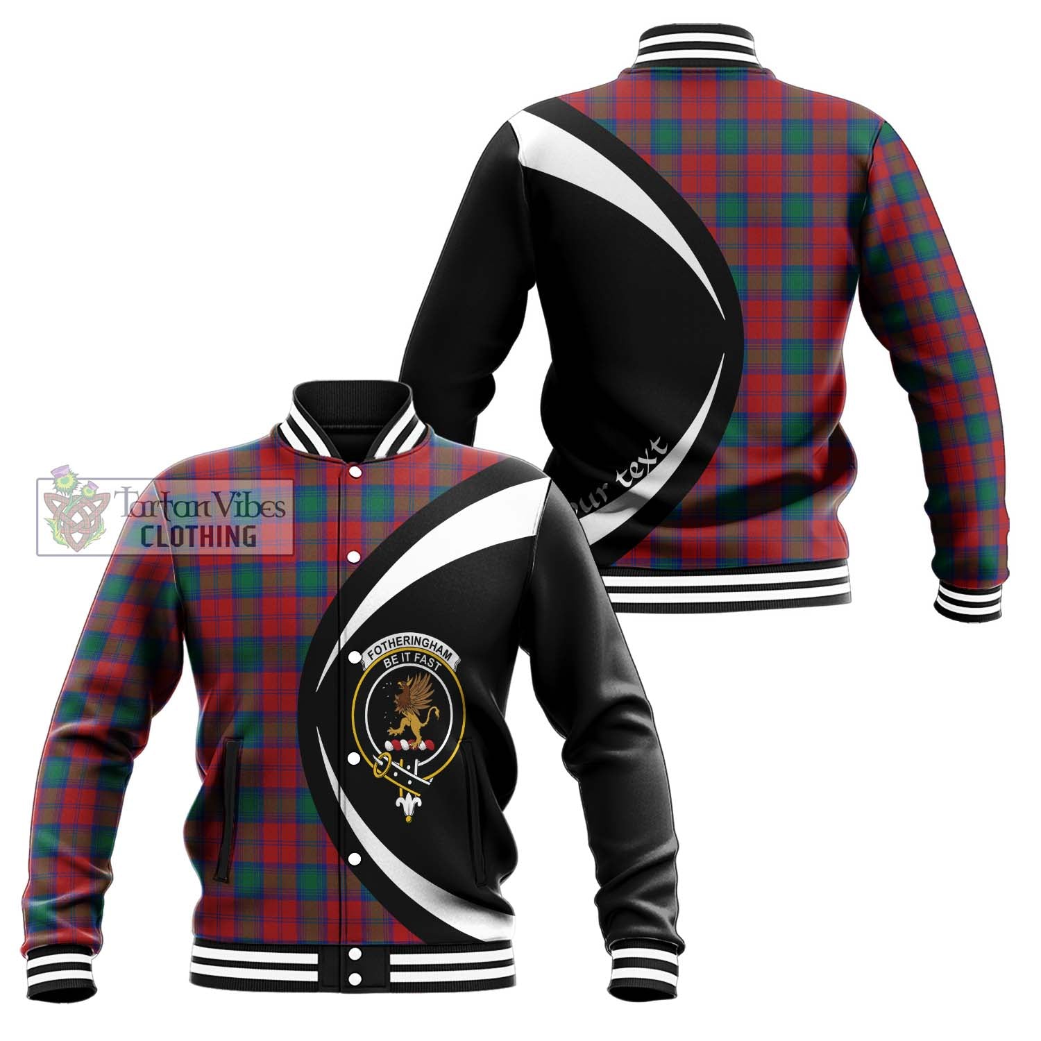 Fotheringham (Fotheringhame) Tartan Baseball Jacket with Family Crest Circle Style Unisex - Tartan Vibes Clothing