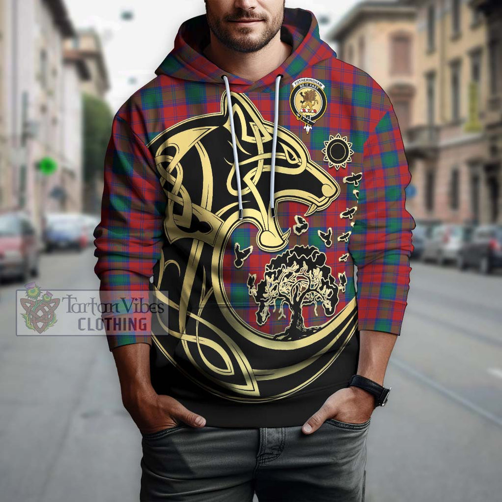 Fotheringham (Fotheringhame) Tartan Hoodie with Family Crest Celtic Wolf Style Zip Hoodie - Tartan Vibes Clothing