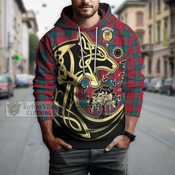 Fotheringham (Fotheringhame) Tartan Hoodie with Family Crest Celtic Wolf Style