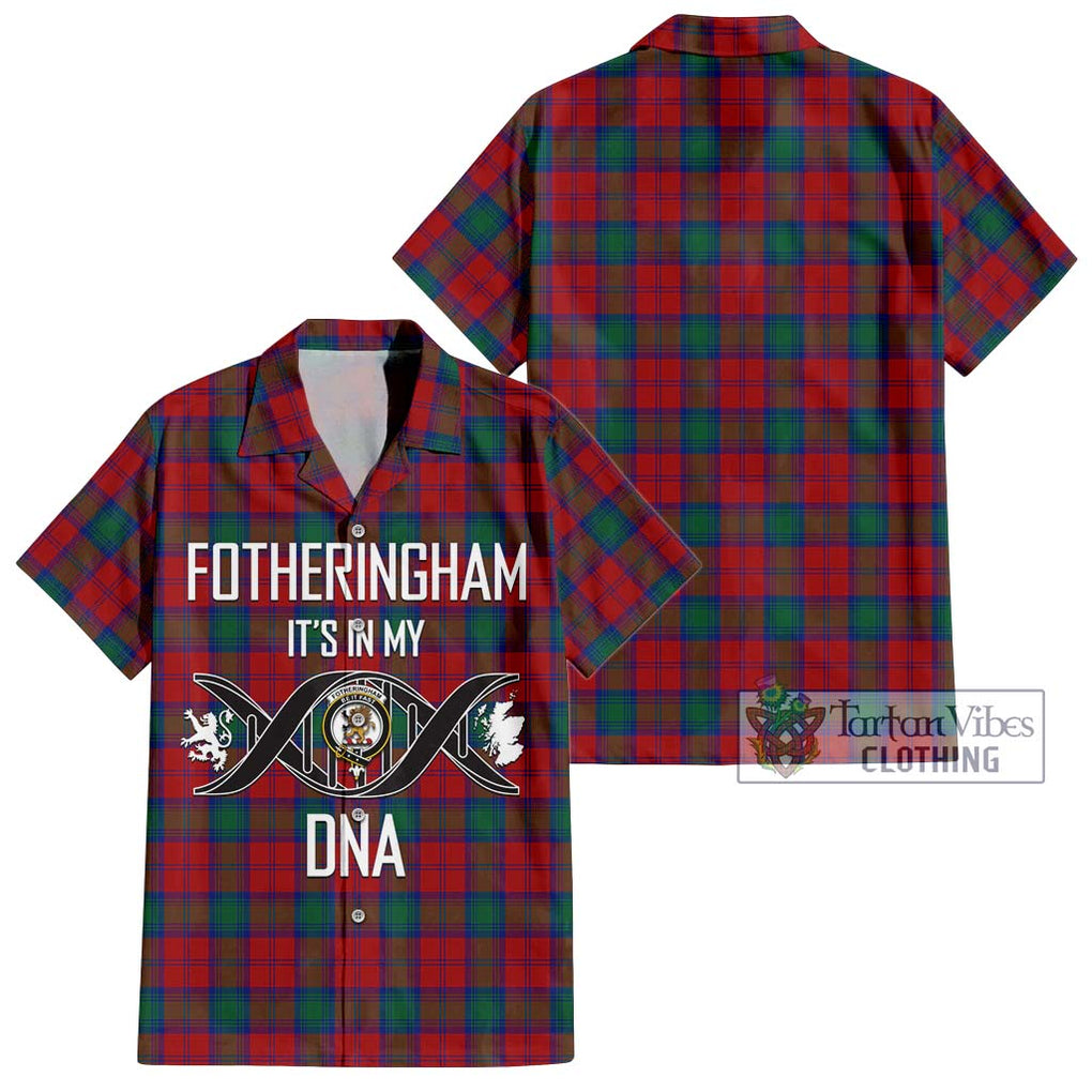 Fotheringham (Fotheringhame) Tartan Short Sleeve Button Shirt with Family Crest DNA In Me Style Kid - Tartanvibesclothing Shop