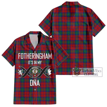 Fotheringham (Fotheringhame) Tartan Short Sleeve Button Shirt with Family Crest DNA In Me Style