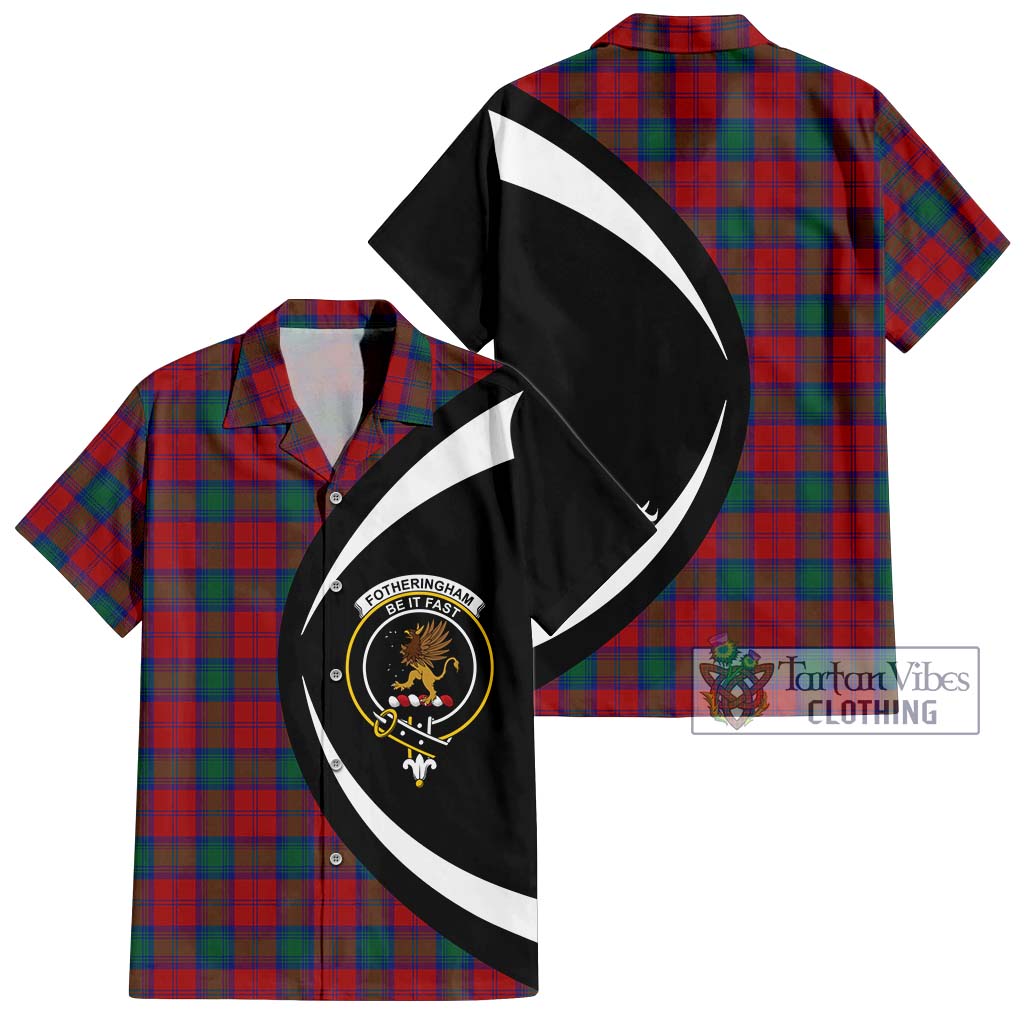 Fotheringham (Fotheringhame) Tartan Short Sleeve Button Up with Family Crest Circle Style Kid - Tartan Vibes Clothing