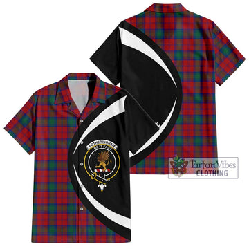 Fotheringham (Fotheringhame) Tartan Short Sleeve Button Up with Family Crest Circle Style