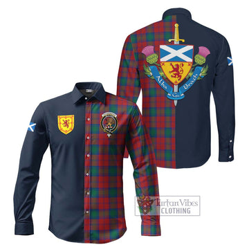 Fotheringham (Fotheringhame) Tartan Long Sleeve Button Shirt Alba with Scottish Lion Royal Arm Half Style