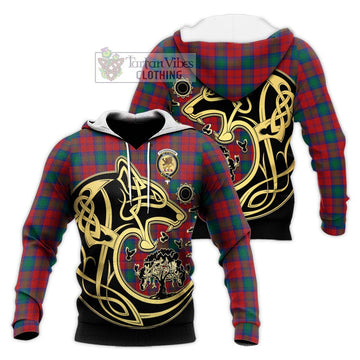 Fotheringham (Fotheringhame) Tartan Knitted Hoodie with Family Crest Celtic Wolf Style