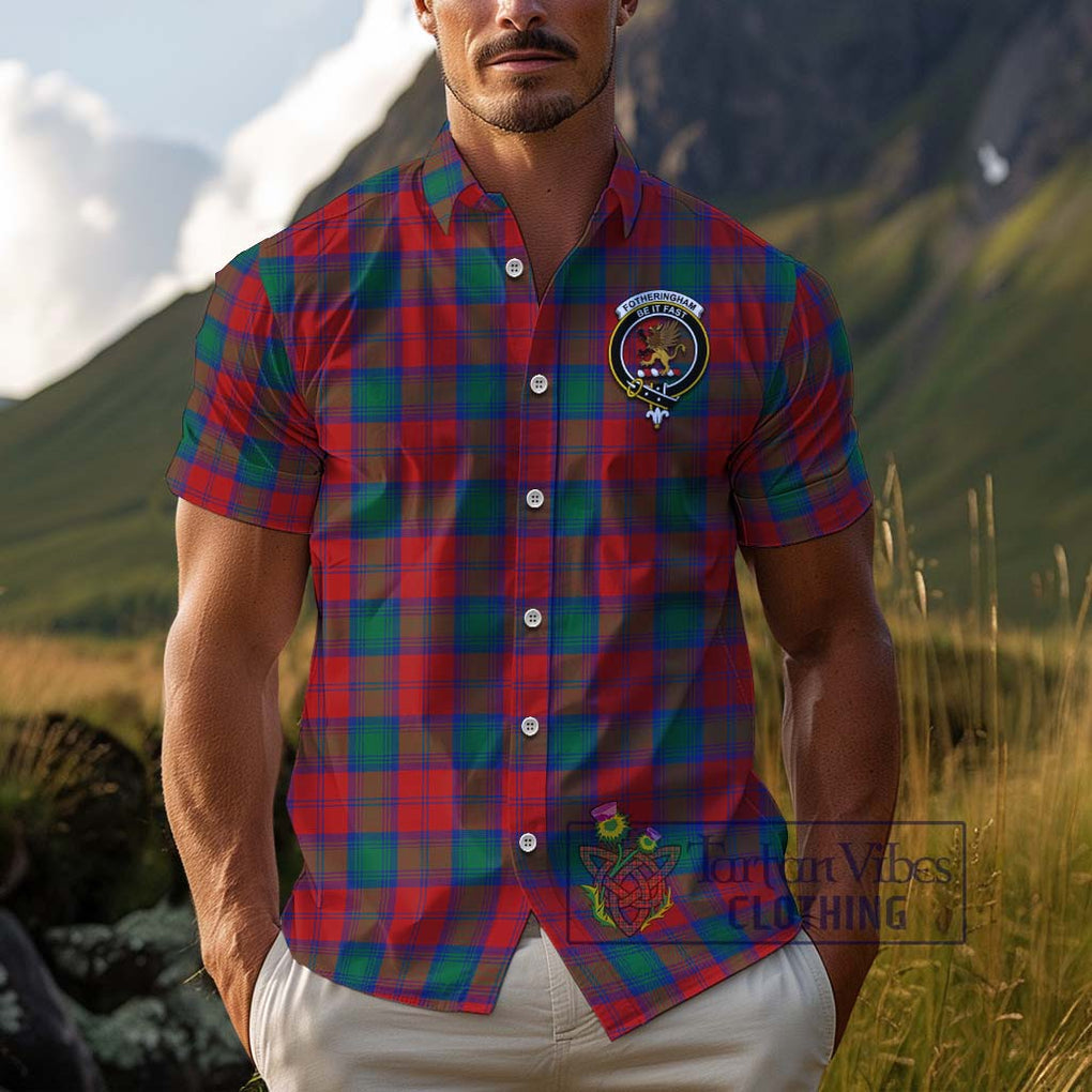 Fotheringham (Fotheringhame) Tartan Cotton Hawaiian Shirt with Family Crest Adult - Tartan Vibes Clothing