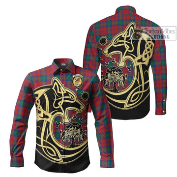 Fotheringham (Fotheringhame) Tartan Long Sleeve Button Shirt with Family Crest Celtic Wolf Style