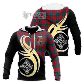 Fotheringham (Fotheringhame) Tartan Knitted Hoodie with Family Crest and Celtic Symbol Style