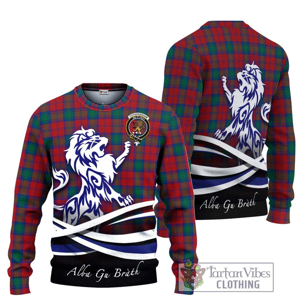 Fotheringham (Fotheringhame) Tartan Ugly Sweater with Alba Gu Brath Regal Lion Emblem Unisex - Tartan Vibes Clothing
