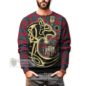 Fotheringham (Fotheringhame) Tartan Sweatshirt with Family Crest Celtic Wolf Style