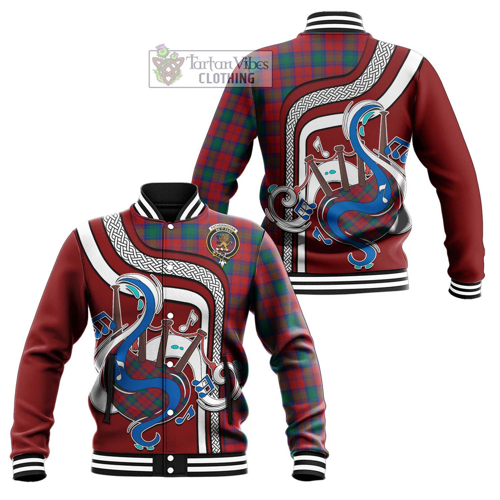 Tartan Vibes Clothing Fotheringham Tartan Baseball Jacket with Epic Bagpipe Style