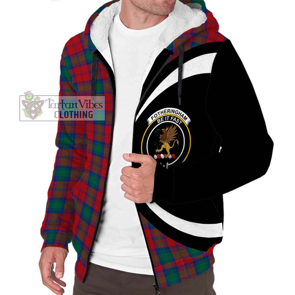 Fotheringham (Fotheringhame) Tartan Sherpa Hoodie with Family Crest Circle Style Unisex S - Tartan Vibes Clothing