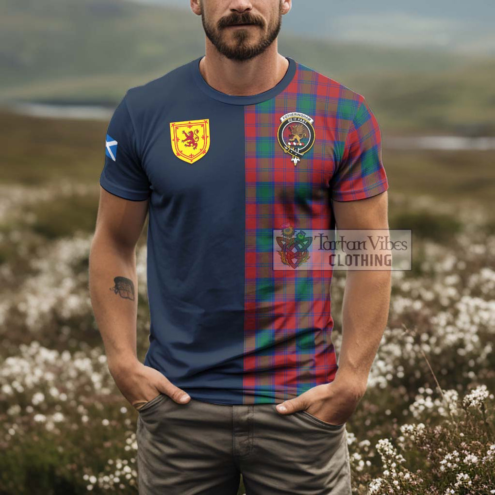 Tartan Vibes Clothing Fotheringham Tartan T-Shirt Alba with Scottish Lion Royal Arm Half Style