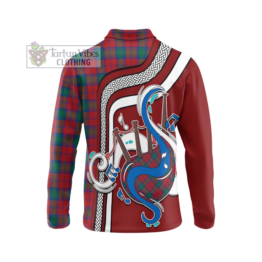 Tartan Vibes Clothing Fotheringham Tartan Long Sleeve Polo Shirt with Epic Bagpipe Style