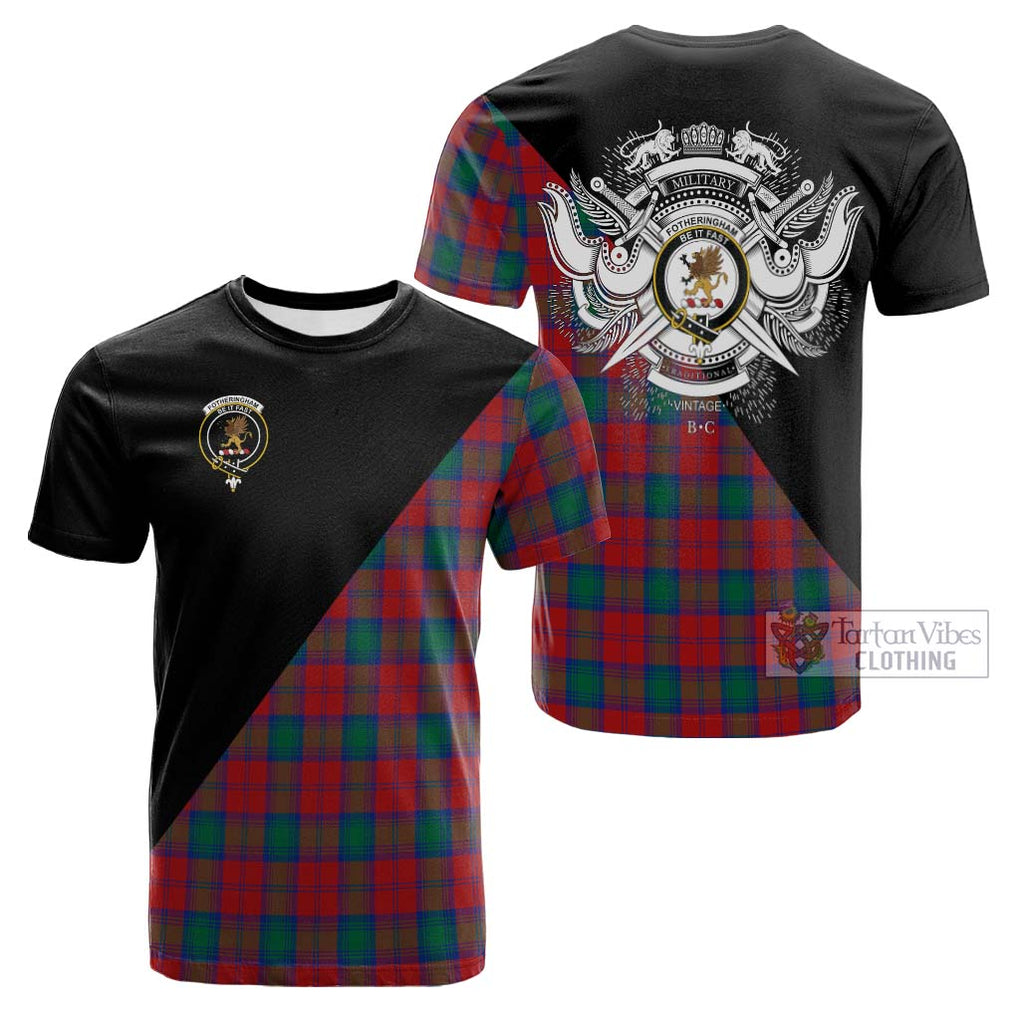 Tartan Vibes Clothing Fotheringham Tartan Cotton T-shirt with Family Crest and Military Logo Style