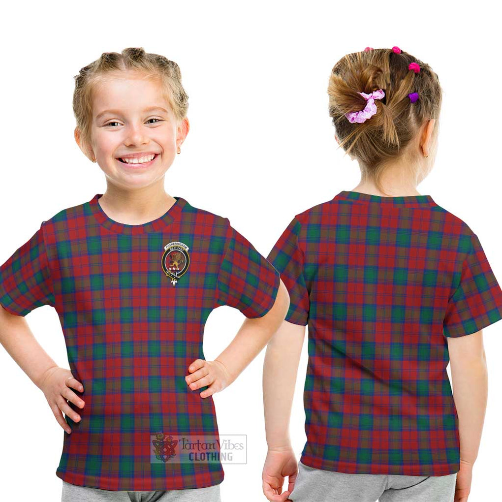 Fotheringham (Fotheringhame) Tartan Kid T-Shirt with Family Crest - Tartanvibesclothing Shop