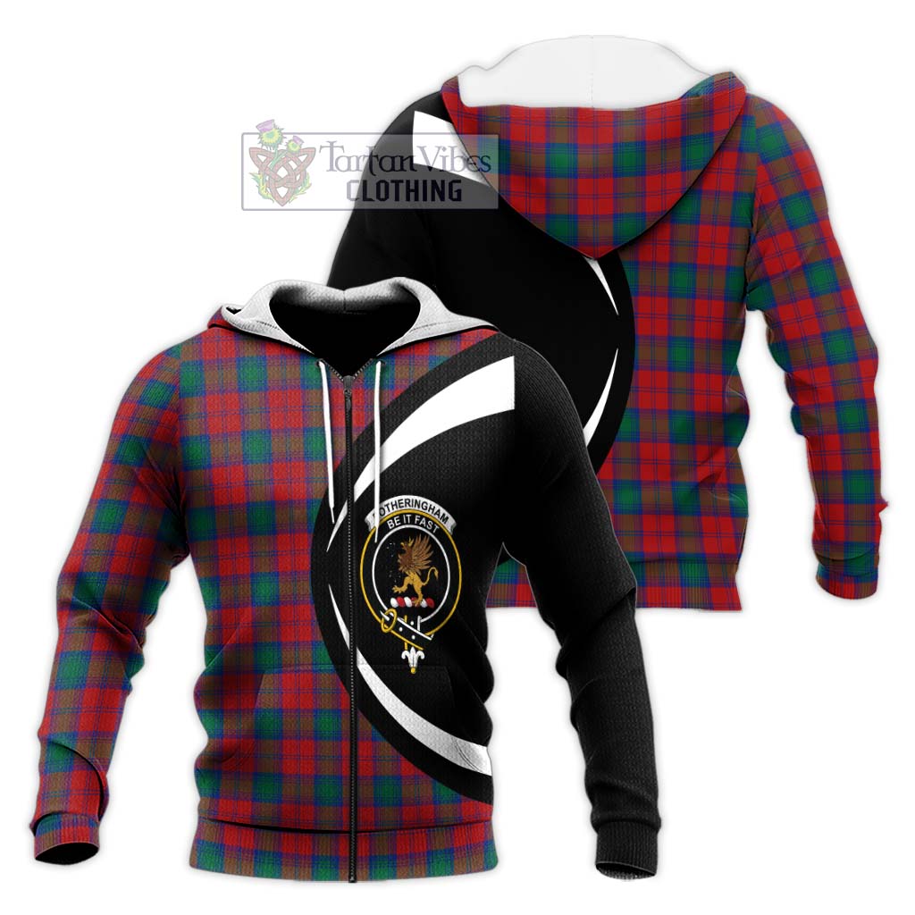 Fotheringham (Fotheringhame) Tartan Knitted Hoodie with Family Crest Circle Style Unisex Knitted Zip Hoodie - Tartan Vibes Clothing