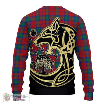 Fotheringham (Fotheringhame) Tartan Ugly Sweater with Family Crest Celtic Wolf Style