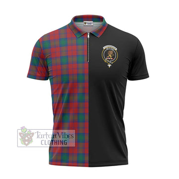 Fotheringham (Fotheringhame) Tartan Zipper Polo Shirt with Family Crest and Half Of Me Style