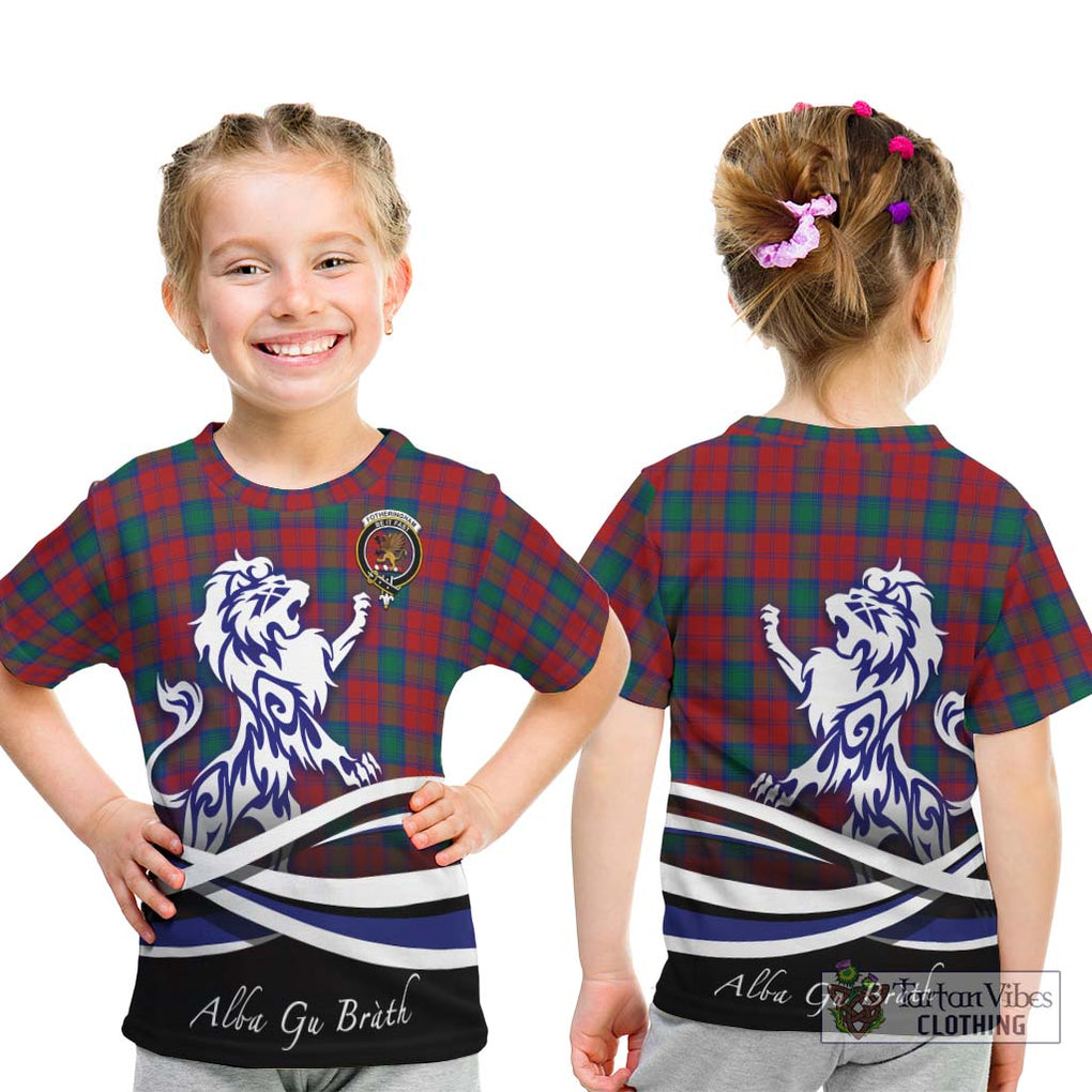 Fotheringham (Fotheringhame) Tartan Kid T-Shirt with Alba Gu Brath Regal Lion Emblem - Tartanvibesclothing Shop