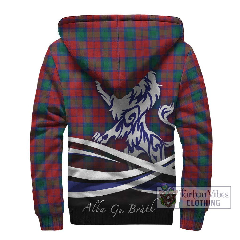 Fotheringham (Fotheringhame) Tartan Sherpa Hoodie with Alba Gu Brath Regal Lion Emblem - Tartanvibesclothing Shop