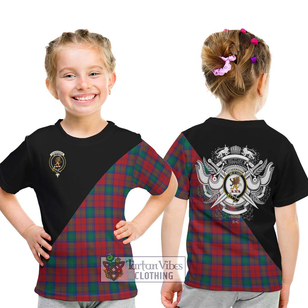 Fotheringham (Fotheringhame) Tartan Kid T-Shirt with Family Crest and Military Logo Style - Tartanvibesclothing Shop