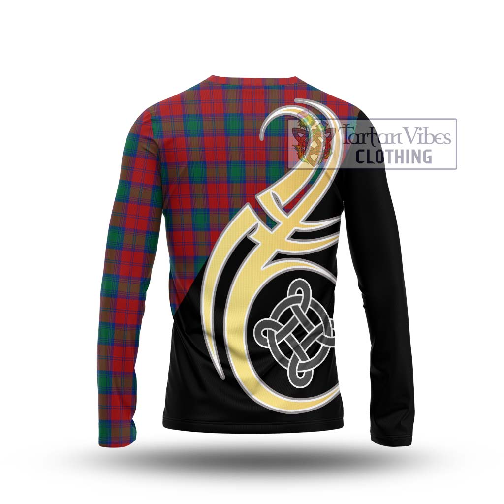 Fotheringham (Fotheringhame) Tartan Long Sleeve T-Shirt with Family Crest and Celtic Symbol Style - Tartan Vibes Clothing