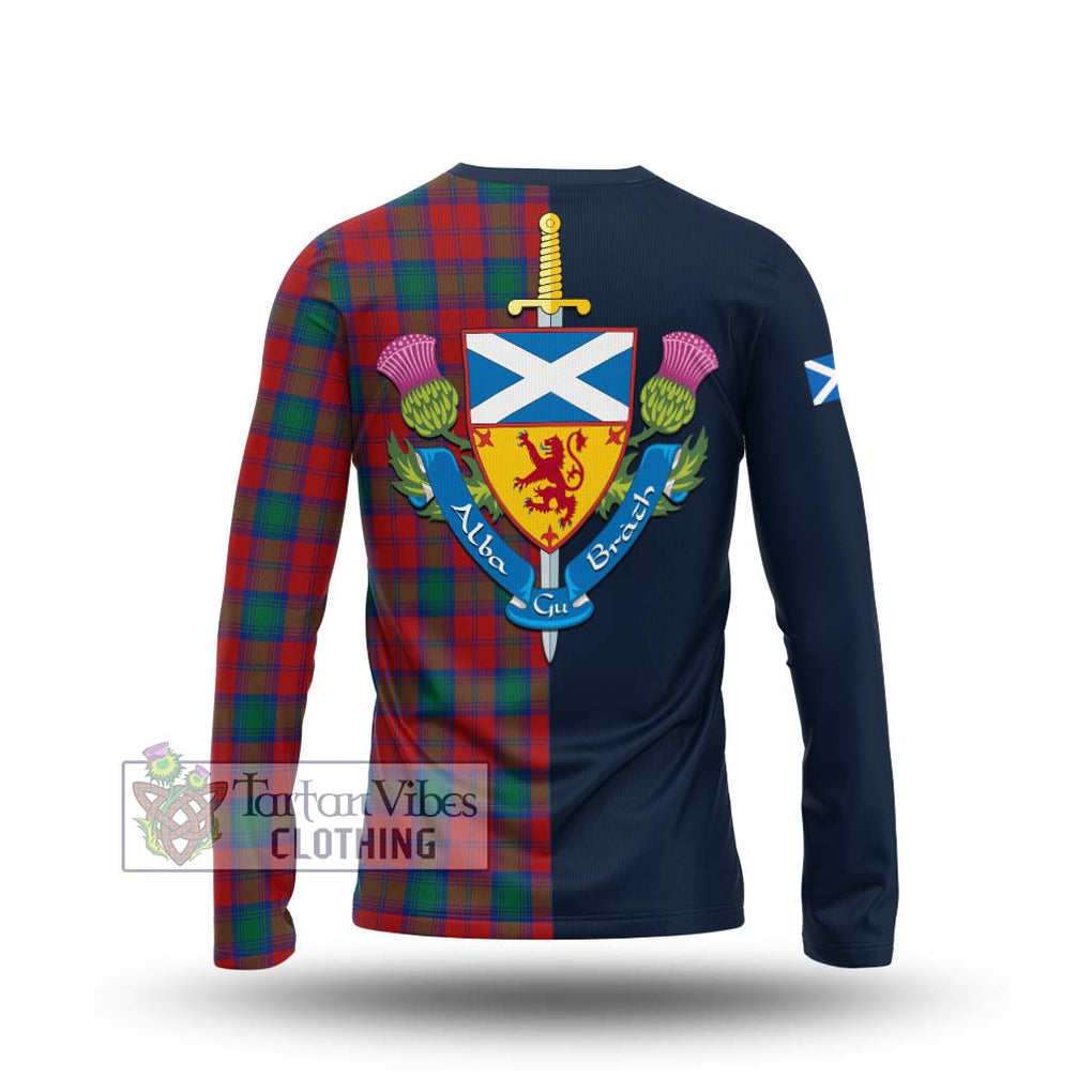 Tartan Vibes Clothing Fotheringham Tartan Long Sleeve T-Shirt with Scottish Lion Royal Arm Half Style