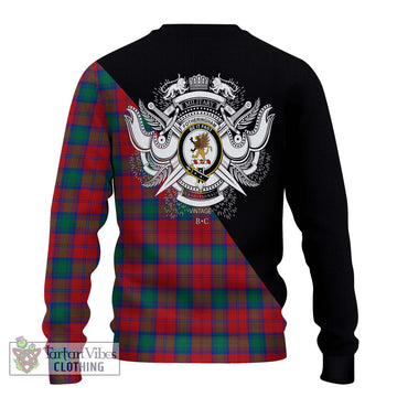 Fotheringham (Fotheringhame) Tartan Ugly Sweater with Family Crest and Military Logo Style