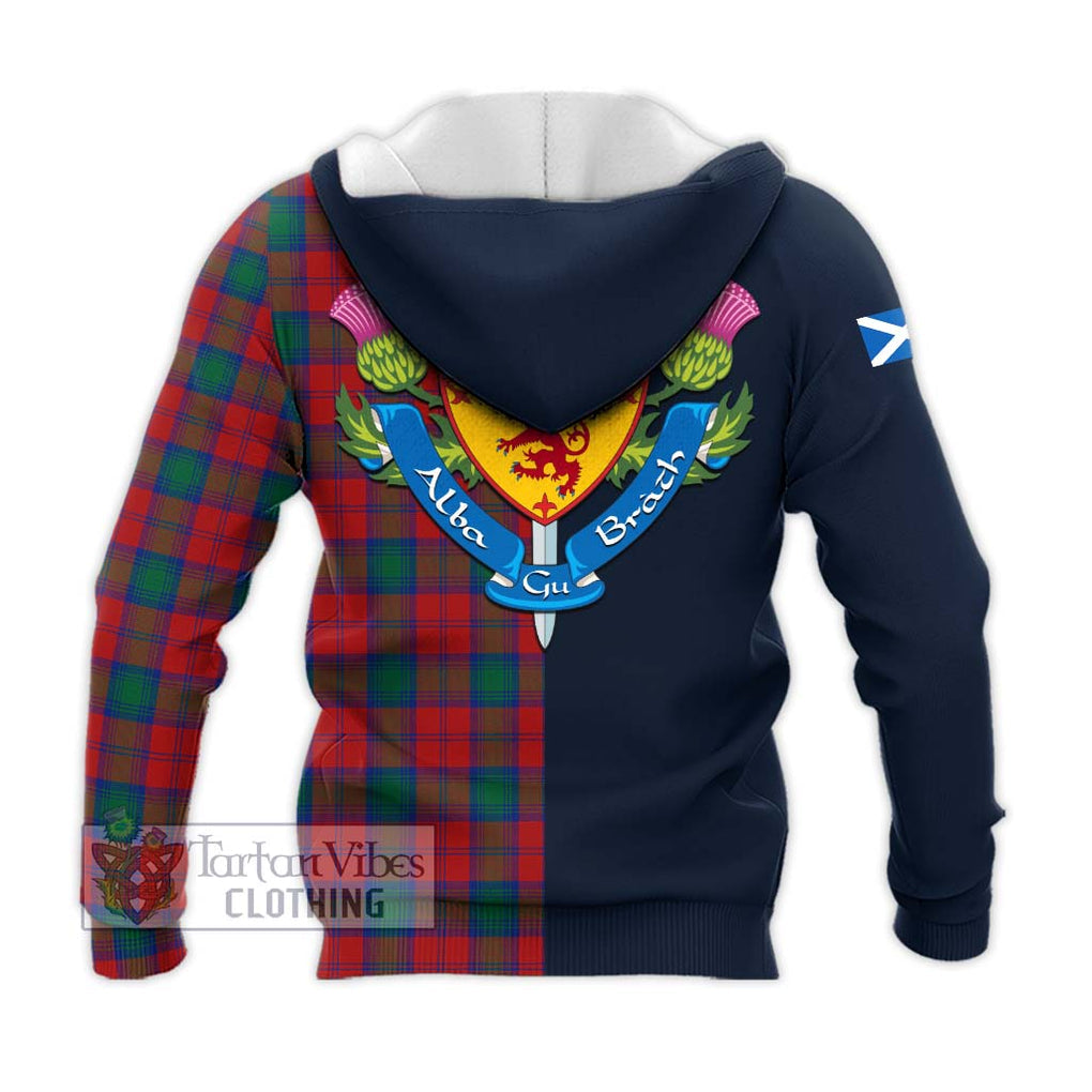 Tartan Vibes Clothing Fotheringham Tartan Knitted Hoodie with Scottish Lion Royal Arm Half Style