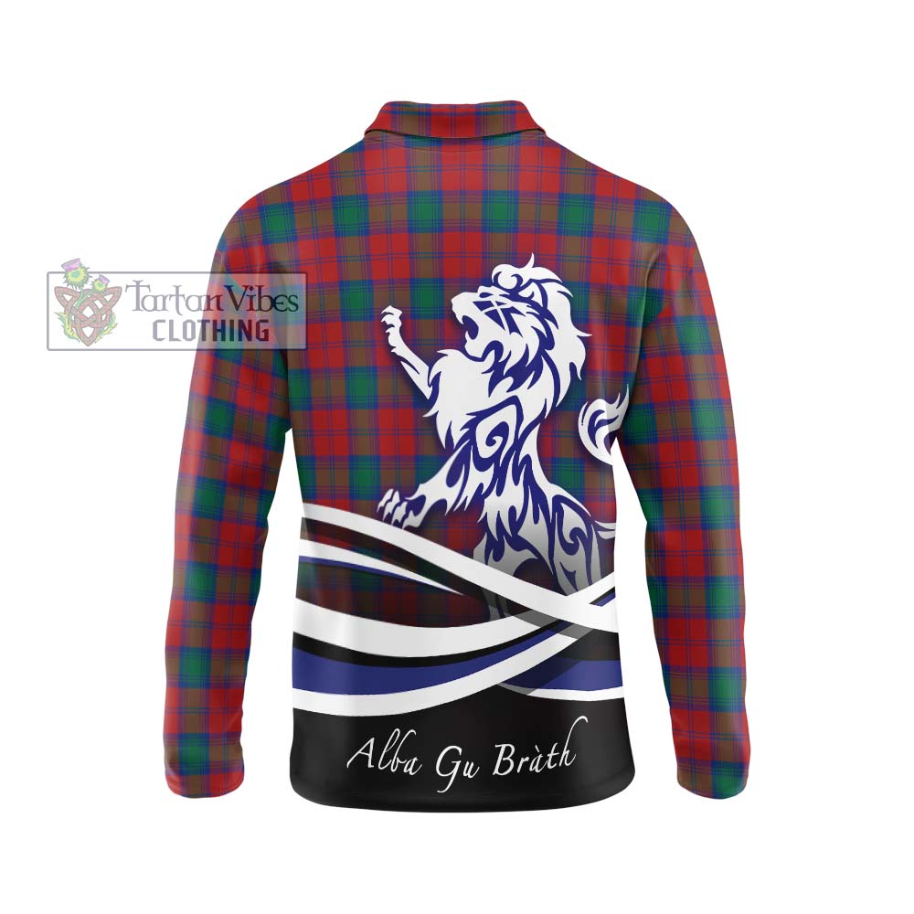 Fotheringham (Fotheringhame) Tartan Long Sleeve Polo Shirt with Alba Gu Brath Regal Lion Emblem - Tartanvibesclothing Shop