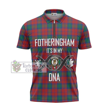 Fotheringham (Fotheringhame) Tartan Zipper Polo Shirt with Family Crest DNA In Me Style