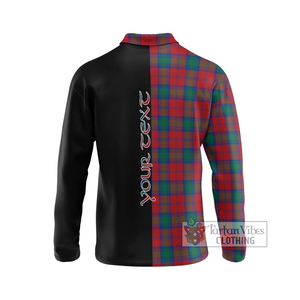 Fotheringham (Fotheringhame) Tartan Long Sleeve Polo Shirt with Family Crest and Half Of Me Style - Tartanvibesclothing Shop