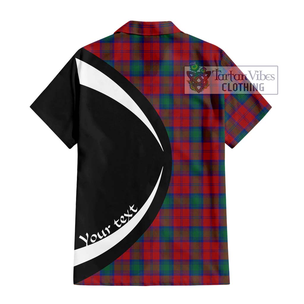 Fotheringham (Fotheringhame) Tartan Short Sleeve Button Up with Family Crest Circle Style - Tartan Vibes Clothing