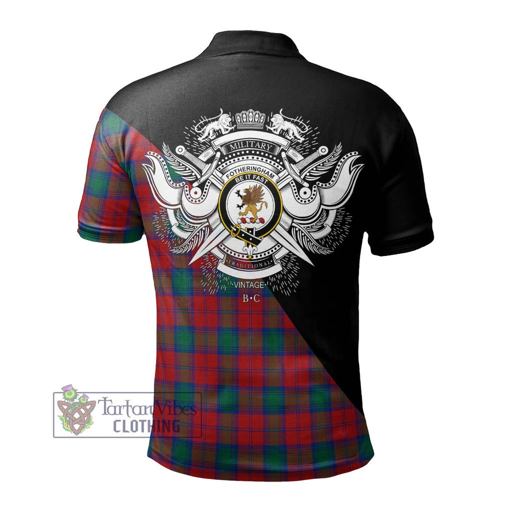 Fotheringham (Fotheringhame) Tartan Polo Shirt with Family Crest and Military Logo Style - Tartanvibesclothing Shop