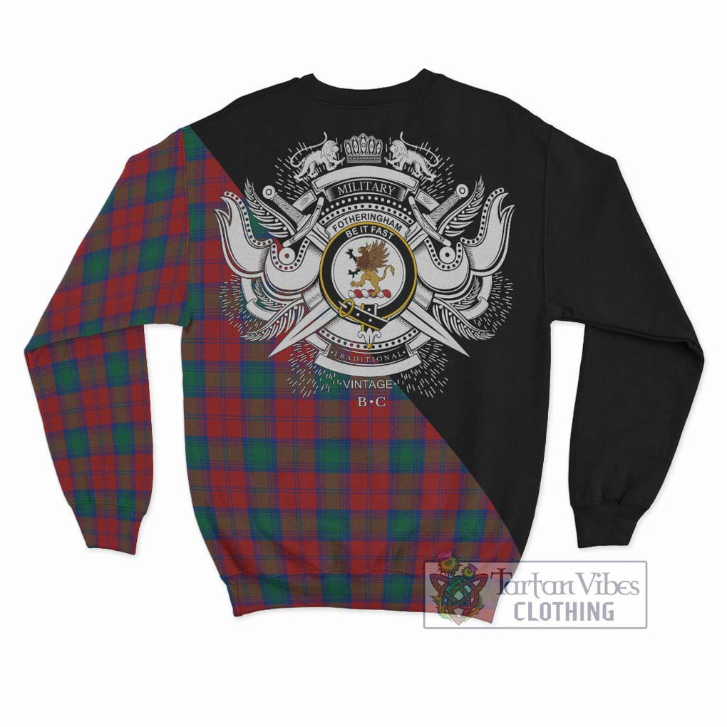 Fotheringham (Fotheringhame) Tartan Sweatshirt with Family Crest and Military Logo Style - Tartanvibesclothing Shop