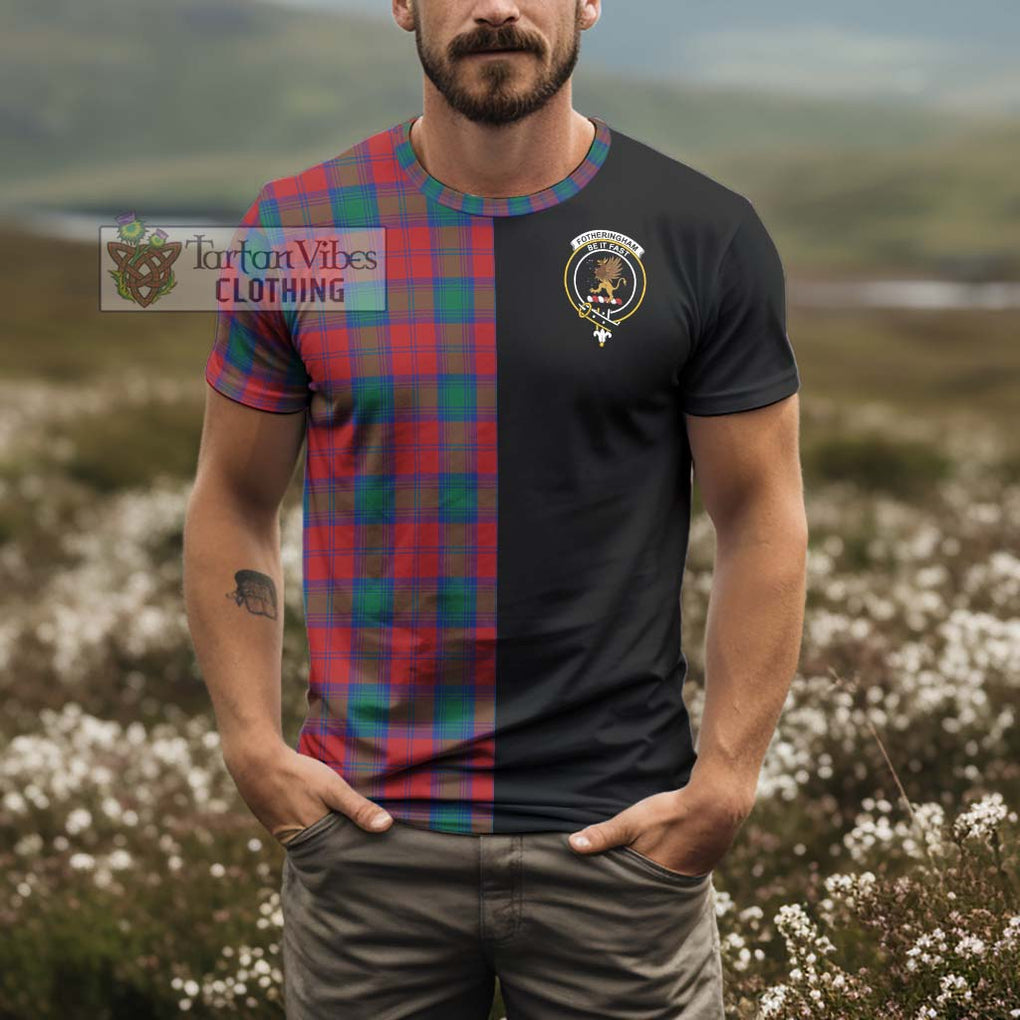 Fotheringham (Fotheringhame) Tartan T-Shirt with Family Crest and Half Of Me Style - Tartanvibesclothing Shop