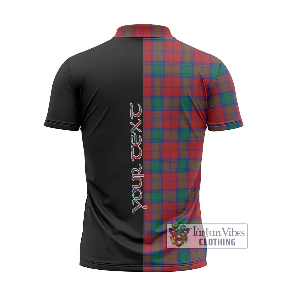 Fotheringham (Fotheringhame) Tartan Zipper Polo Shirt with Family Crest and Half Of Me Style - Tartanvibesclothing Shop