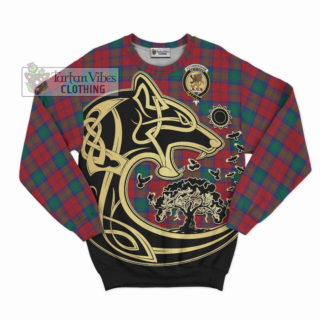 Fotheringham (Fotheringhame) Tartan Sweatshirt with Family Crest Celtic Wolf Style - Tartan Vibes Clothing