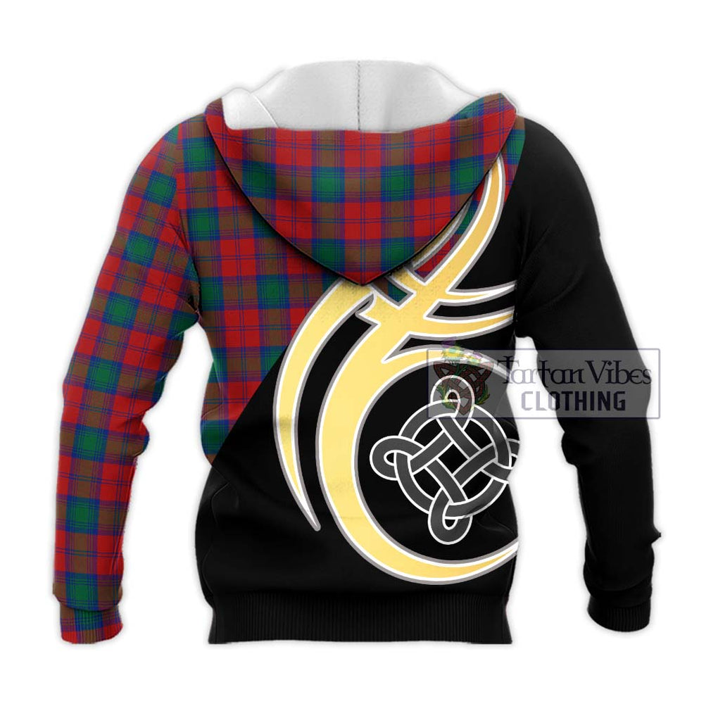 Fotheringham (Fotheringhame) Tartan Knitted Hoodie with Family Crest and Celtic Symbol Style - Tartan Vibes Clothing