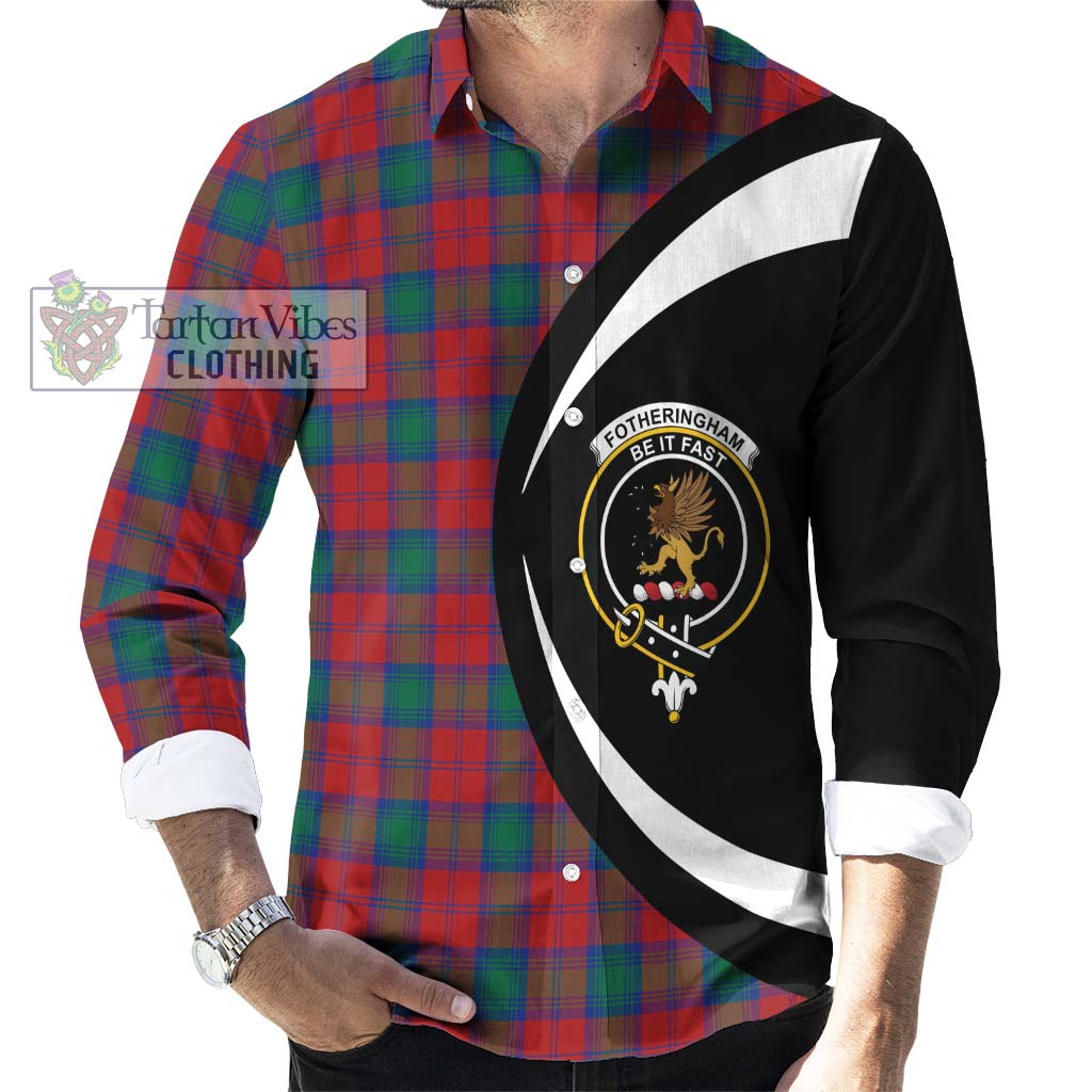 Fotheringham (Fotheringhame) Tartan Long Sleeve Button Up with Family Crest Circle Style - Tartan Vibes Clothing