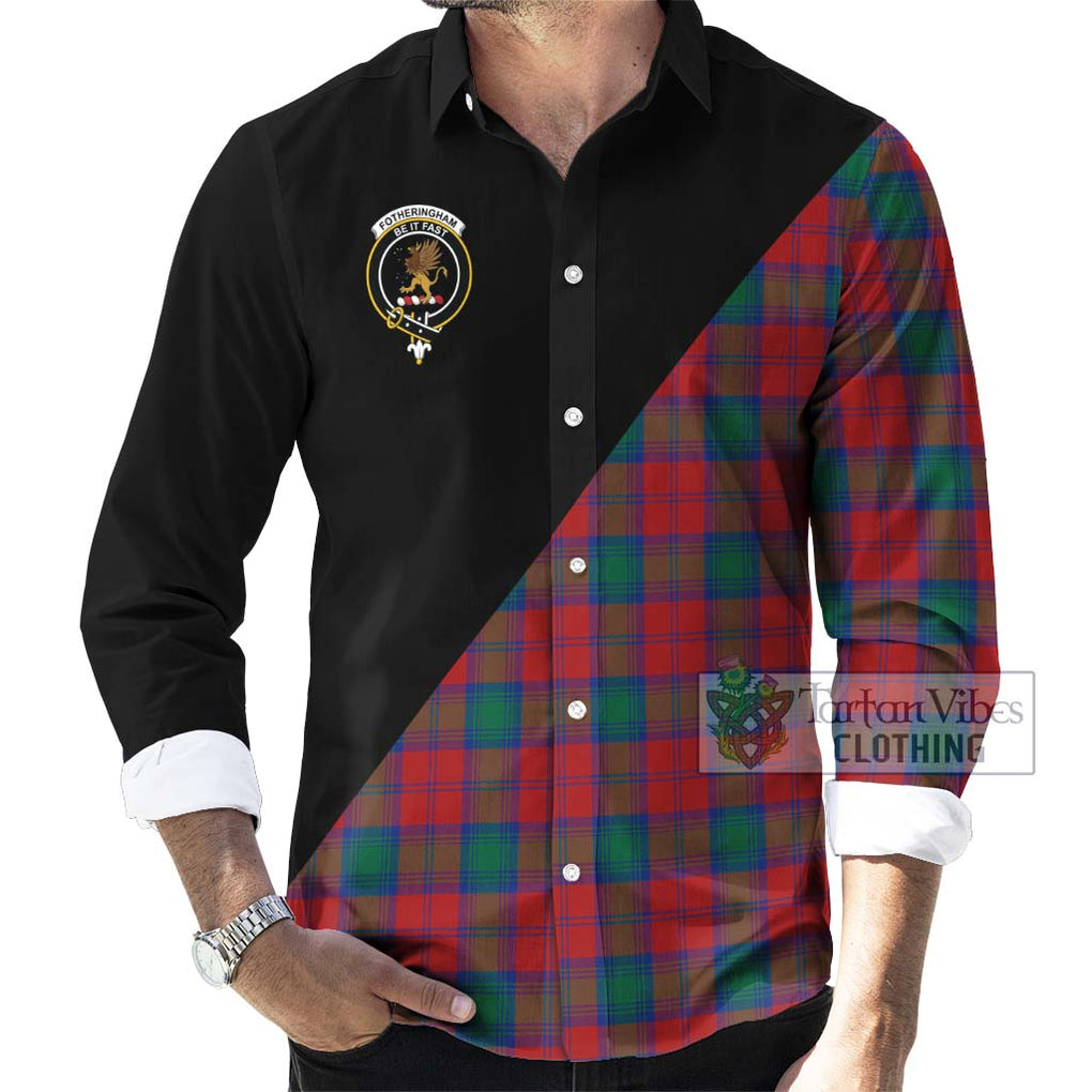 Fotheringham (Fotheringhame) Tartan Long Sleeve Button Shirt with Family Crest and Military Logo Style - Tartanvibesclothing Shop