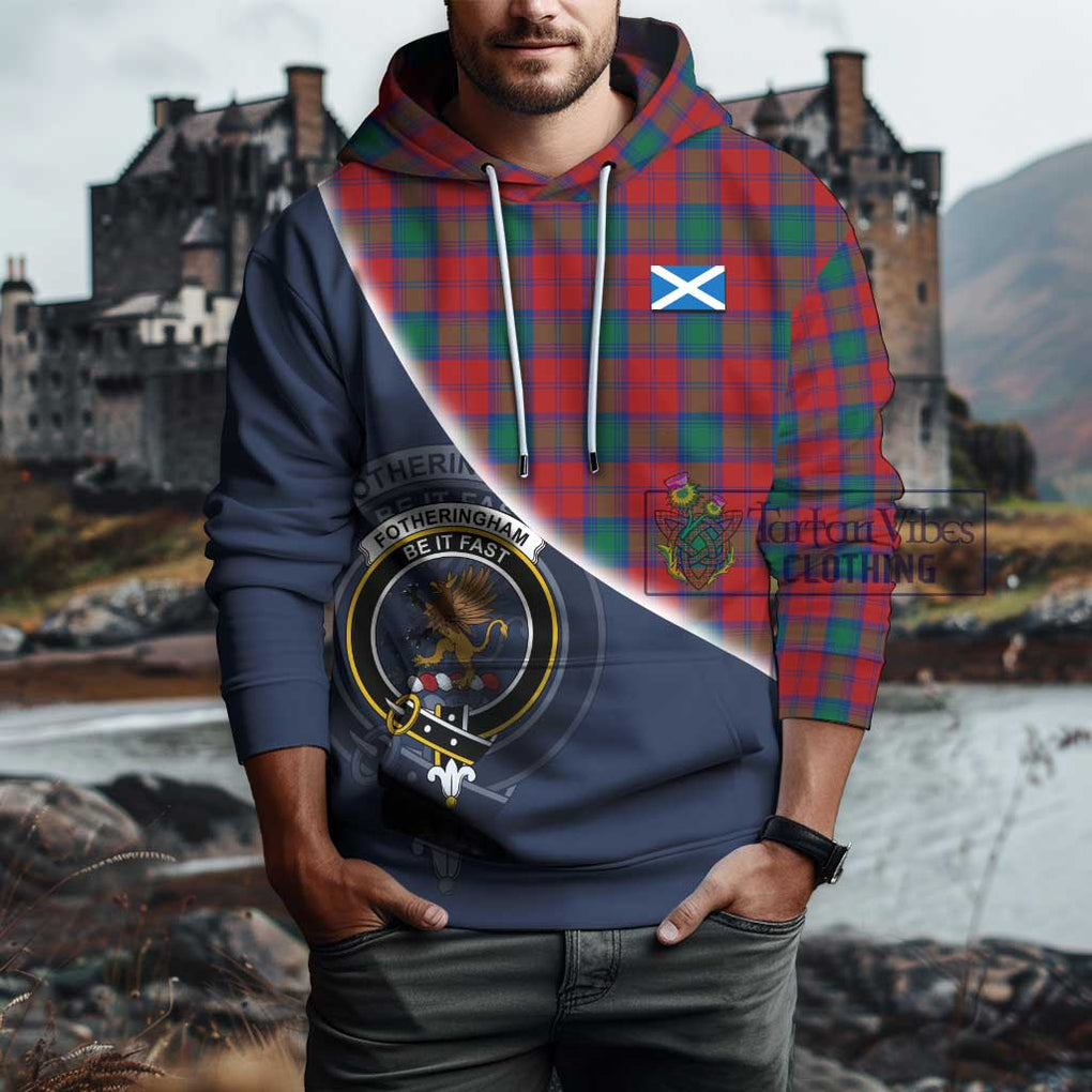 Fotheringham (Fotheringhame) Tartan Hoodie with Personalised National Flag and Family Crest Half Style - Tartanvibesclothing Shop